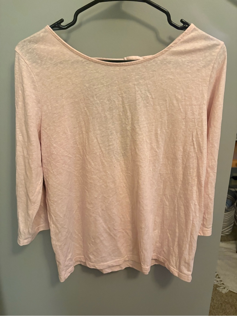 J. Crew Pale Pink Boatneck Long Sleeve Top